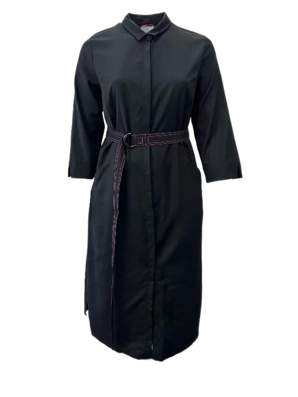 Marina Rinaldi Women's Black Disteso Button Front Belted Dress Chic unclassified dresses