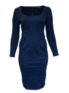 Marina Rinaldi Women's Blue Dedal Zipper Closure Sheath Dress Size 12W/21 NWT Stretchy unclassified dresses