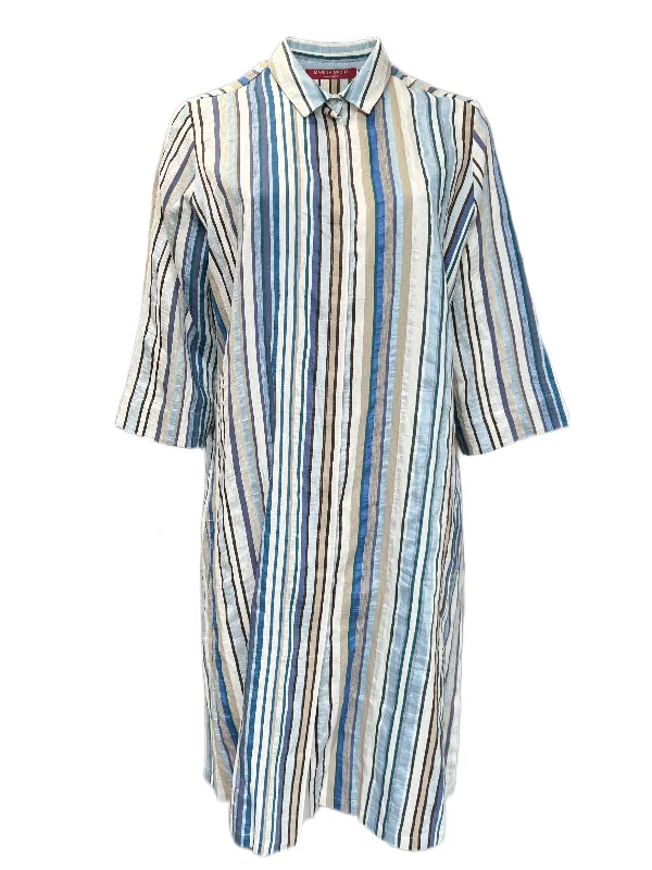 Marina Rinaldi Women's Blue Diabase Button Down Striped Dress NWT Corset unclassified dresses