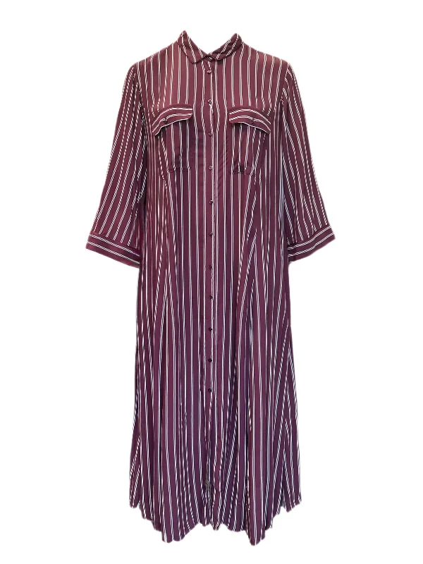 Marina Rinaldi Women's Bordeaux Dattilo Striped Button Down Dress Anniversary unclassified dresses