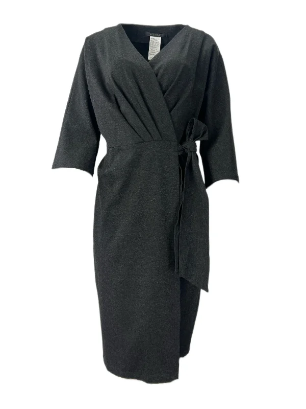 Marina Rinaldi Women's Dark Grey Ombretto 3/4 Sleeve Wrap Dress NWT Date night unclassified dresses