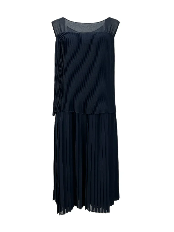 Marina Rinaldi Women's Navy Diario Sleeveless Pleated Dress NWT Budget-friendly unclassified dresses