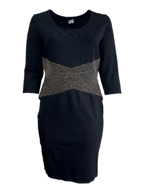 Marina Rinaldi Women's Nero Gnanes Knitted Glitter Waist Dress NWT Mesh unclassified dresses