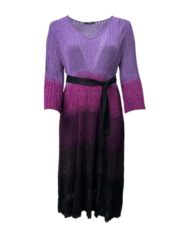 Marina Rinaldi Women's Purple Ginestra Stried Belted Knitted Dress Size XL NWT Casual unclassified dresses