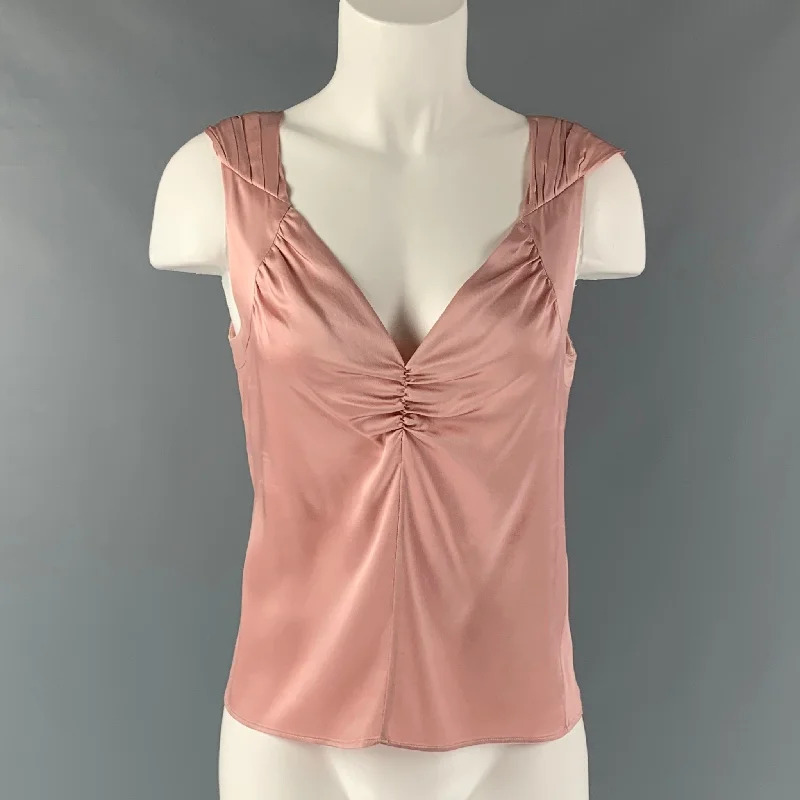 MARNI Size 4 Pink Silk &  Elastane Ruched Sleeveless Dress Top One-shoulder unclassified dresses