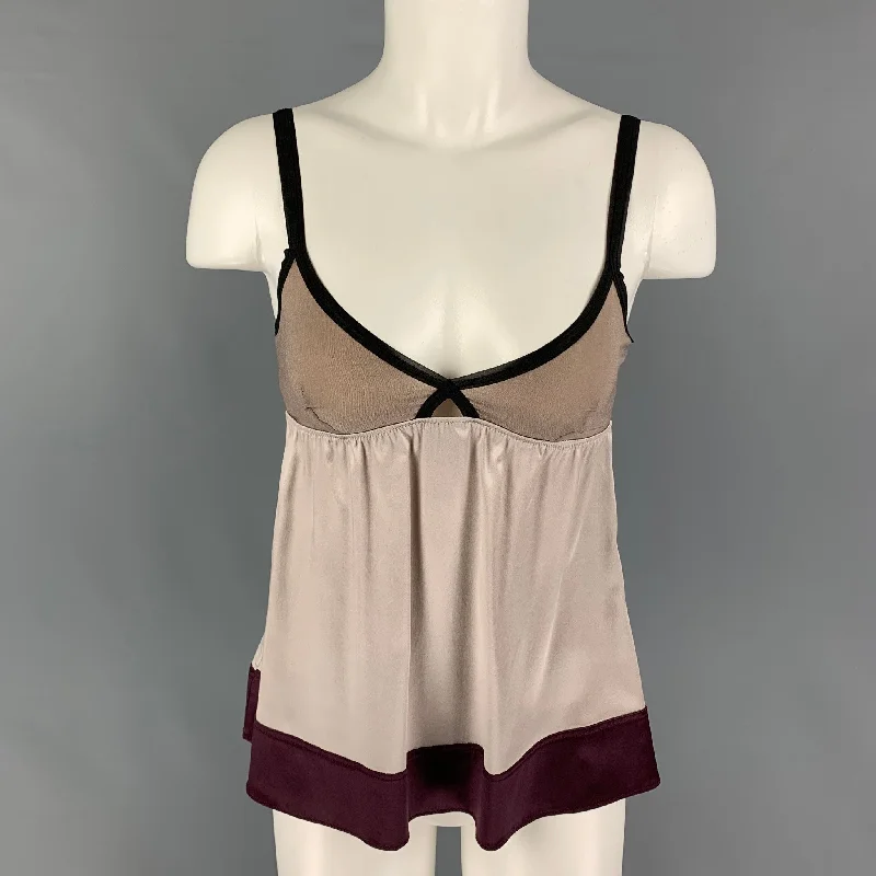 MARNI Size S Silver Purple Silk Color Block Camisole Dress Top Lounge unclassified dresses