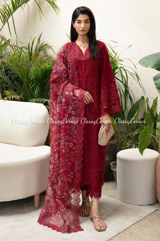 Maroon Lawn Formal Wear Suit Luxury unclassified dresses