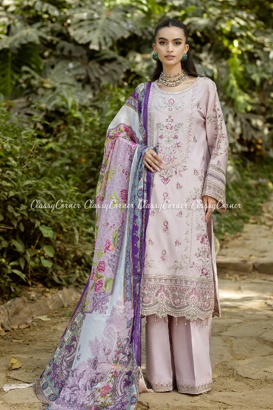 Mauve 3pc Lawn Salwar Kameez Denim unclassified dresses