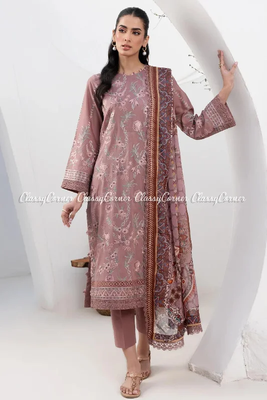 Mauve Embroidered Lawn Formal Wear Suit Bold pattern unclassified dresses