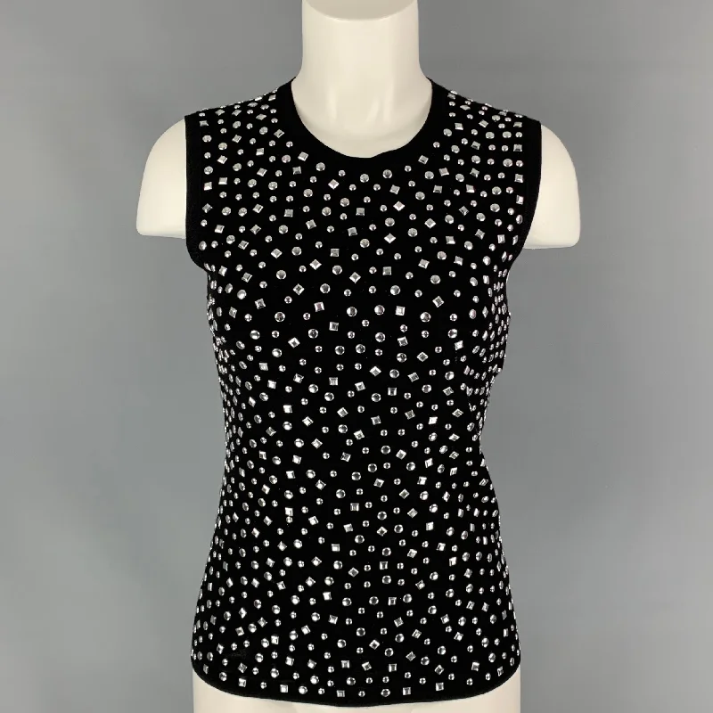 MICHAEL KORS COLLECTION Size M Black Viscose Blend Studded Dress Top Neutral tone unclassified dresses