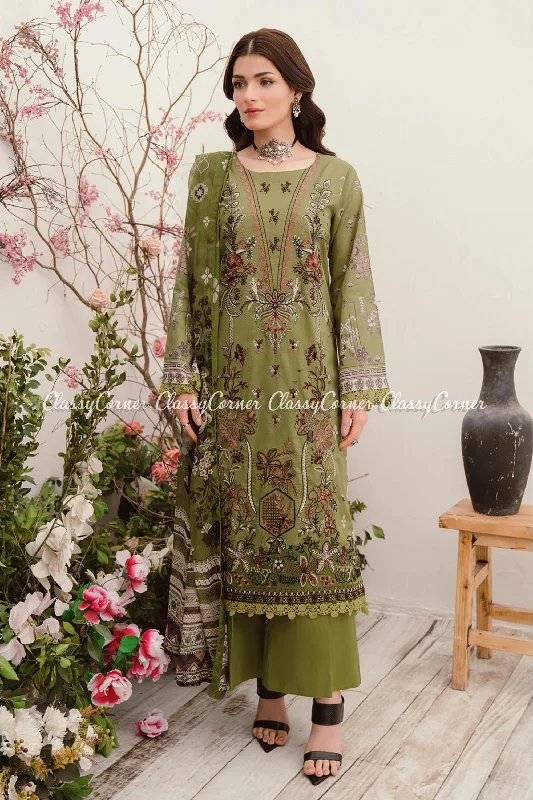 Mint Green Lawn Semi Formal Suit Satin unclassified dresses