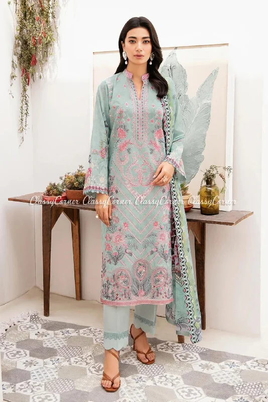 Mint Green Pakistani Lawn Suit Casual chic unclassified dresses