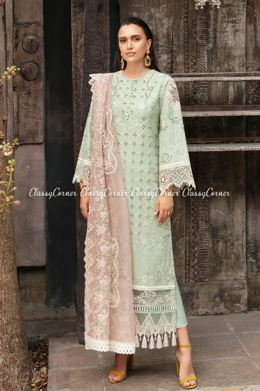 Mint Pink Lawn Embroidered Salwar Kameez Soft fabric unclassified dresses