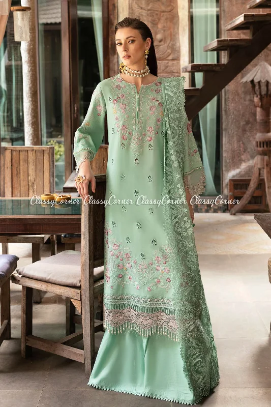 Mint Pink Lawn Embroidered Sharara Suit Trendy unclassified dresses