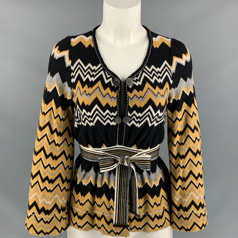 MISSONI Size 2 Mustard Black & White Wool / Nylon Knitted Dress Top High-end unclassified dresses