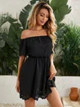 Off Shoulder Laser Cut Hem Dress Formal unclassified dresses