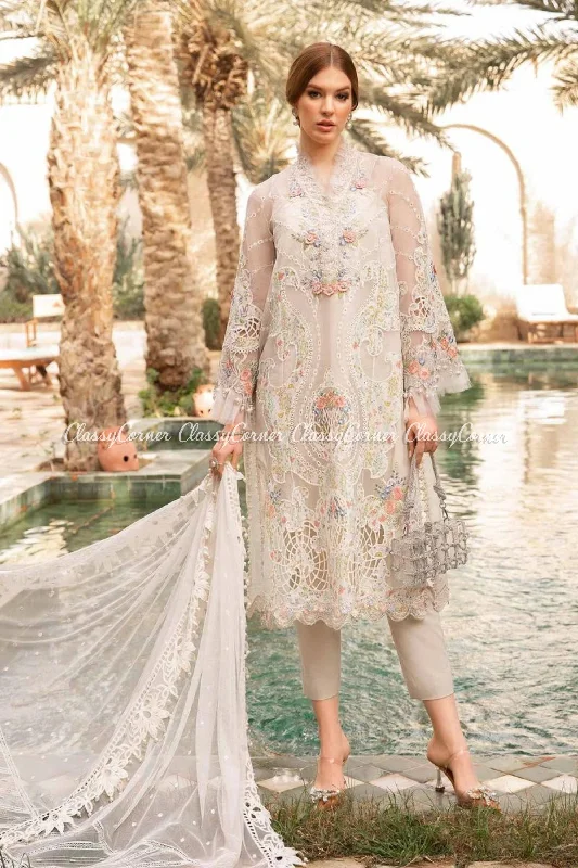 Off White Lawn Embroidered Suit Sequin unclassified dresses