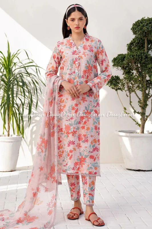 Peach Multi 3pc Lawn Suit Designer unclassified dresses