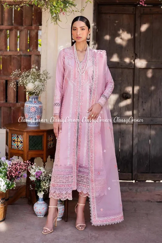 Pink Lawn Embroidered Pakistani Salwar Kameez A-line unclassified dresses