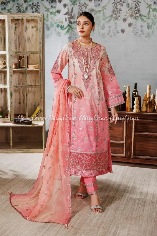 Pink Peach Lawn Salwar Kameez Beaded unclassified dresses