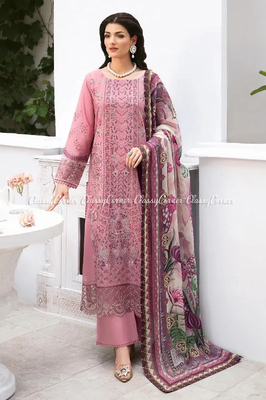 Pink Semi Formal Lawn Suit Lightweight unclassified dresses