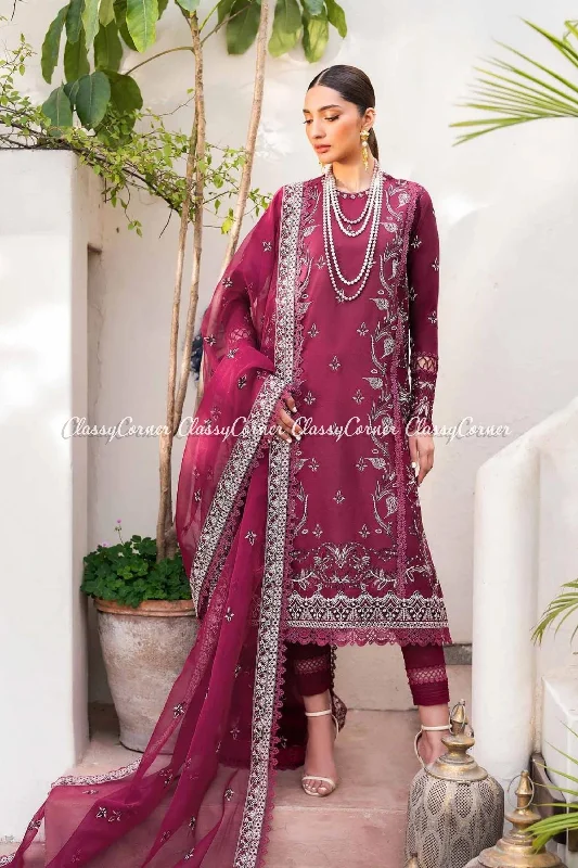 Plum Lawn Embroidered Formal Wear Suit Floral unclassified dresses