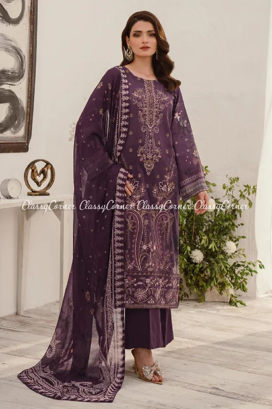 Dark Purple Lawn 3pc Suit Vintage unclassified dresses