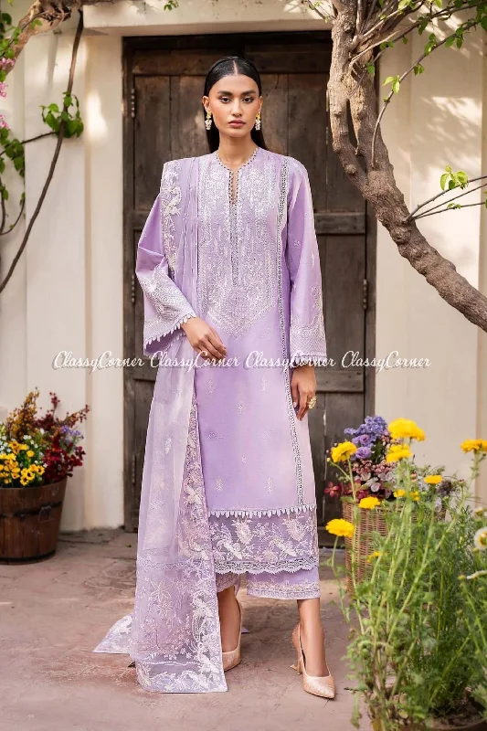 Purple Lawn Embroidered 3pc Suit Street style unclassified dresses