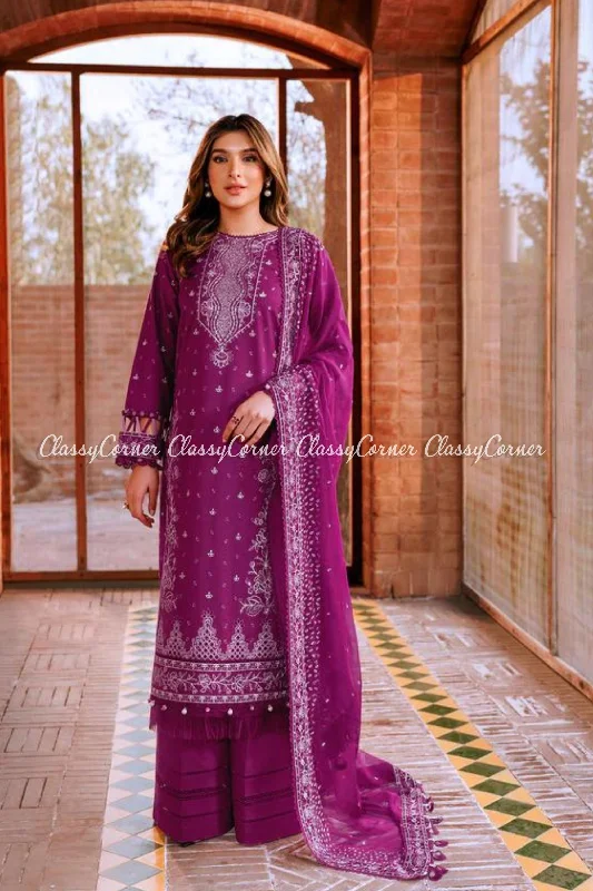 Purple Lawn Pakistani 3PC Suit Everyday wear unclassified dresses