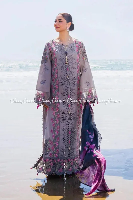 Purple Schiffli Lawn Formal Wear 3PC Suit Luxury unclassified dresses