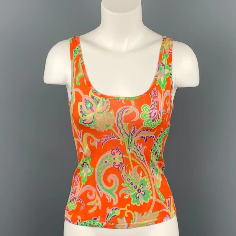 RALPH LAUREN Collection Size S Orange Multi-Color Silk Dress Top Halter unclassified dresses