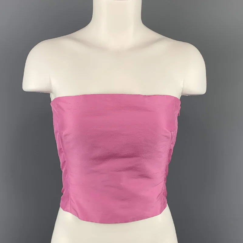 RALPH LAUREN Size 8 Pink Silk Shantung Cropped Bustier Dress Top Comfortable unclassified dresses