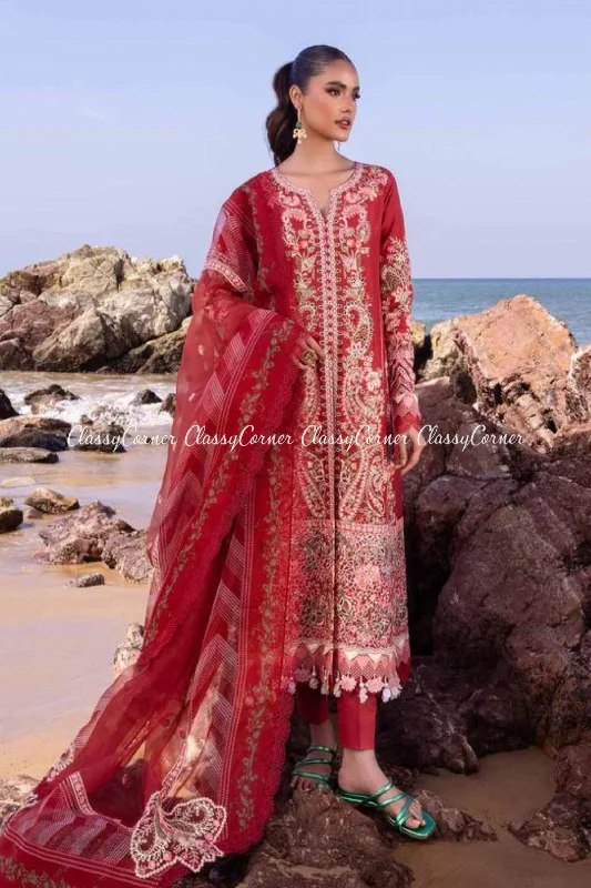 Red Lawn Pakistani Salwar Kameez Tulle unclassified dresses