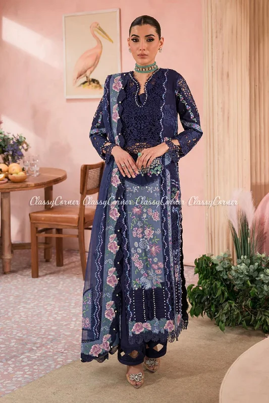 Royal Blue 3pc Lawn Suit Lounge unclassified dresses