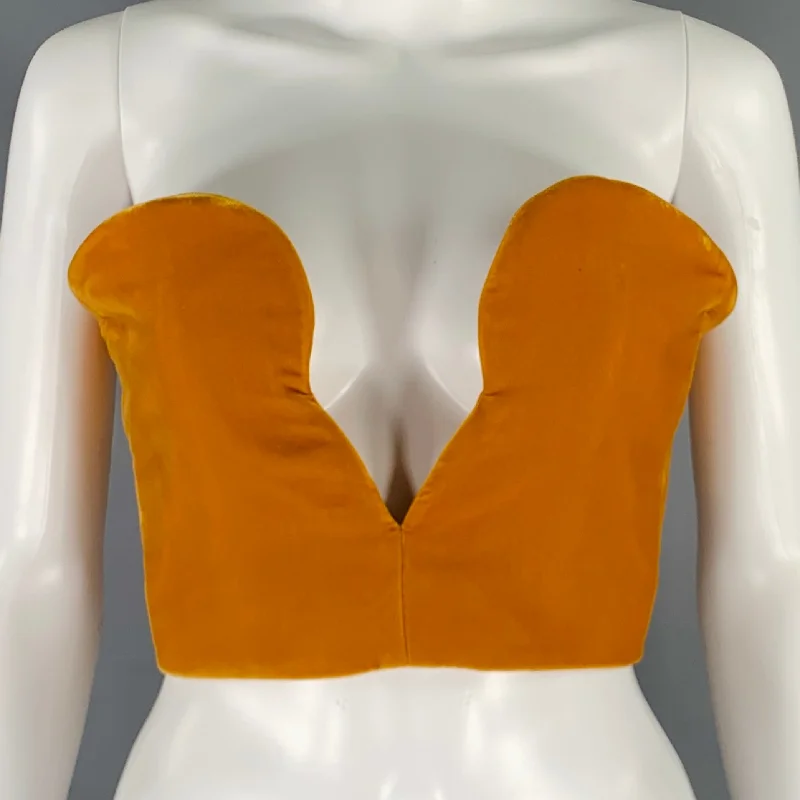 SAINT LAURENT 2021 Size 6 Orange Viscose Blend Corset Dress Top Travel unclassified dresses