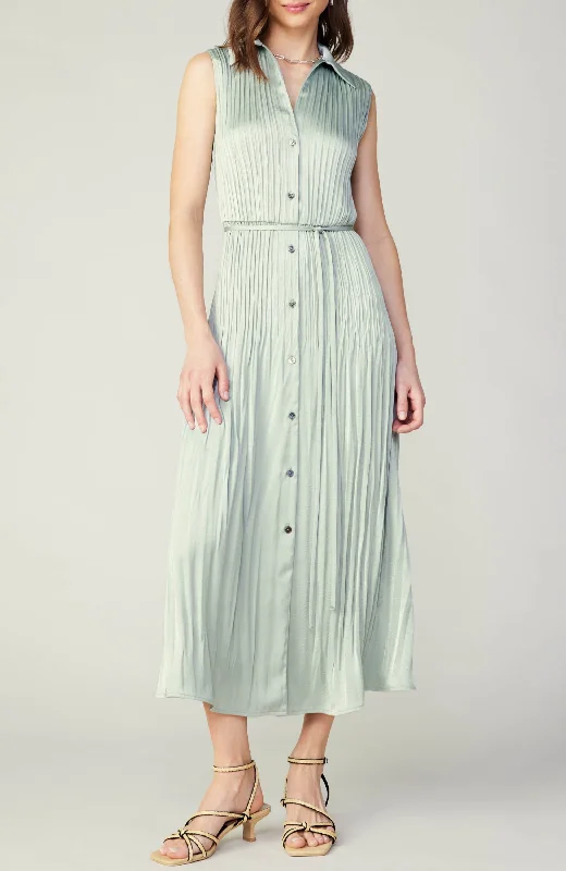 Current Air - Sleeveless Button Down Pleated Dress Casual chic unclassified dresses