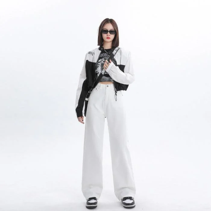 Spring And Autumn New Style White Wide Leg Jeans Women's Loose Straight Affordable unclassified dresses