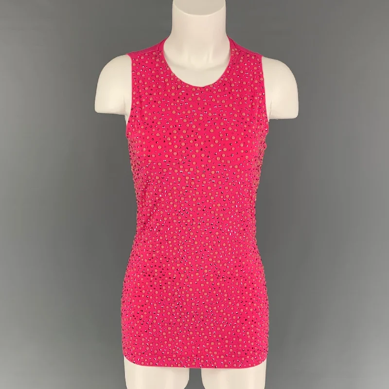 ST. JOHN Size S Pink Viscose Beaded Sleeveless Dress Top Spring unclassified dresses