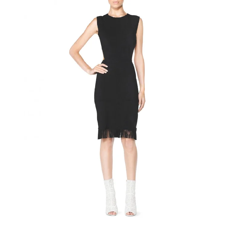 Tamara Mellon Black Suede Fringe Cutout Dress $995 NEW Holiday unclassified dresses