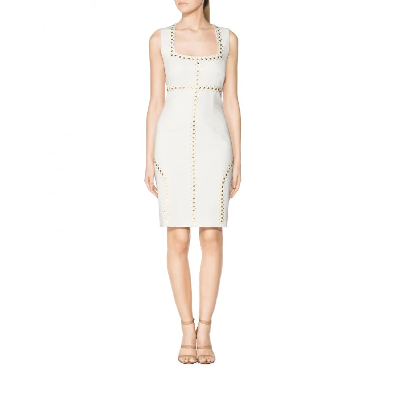 Tamara Mellon Cream Sleeveless Studded Dress $1,195 NEW Anniversary unclassified dresses