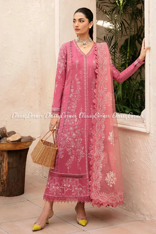 Tea Pink Lawn Embroidered Salwar Kameez Spring unclassified dresses