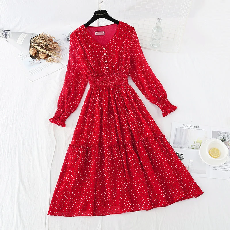 The new waist is slim, and the chiffon vintage dress  3860 Winter unclassified dresses