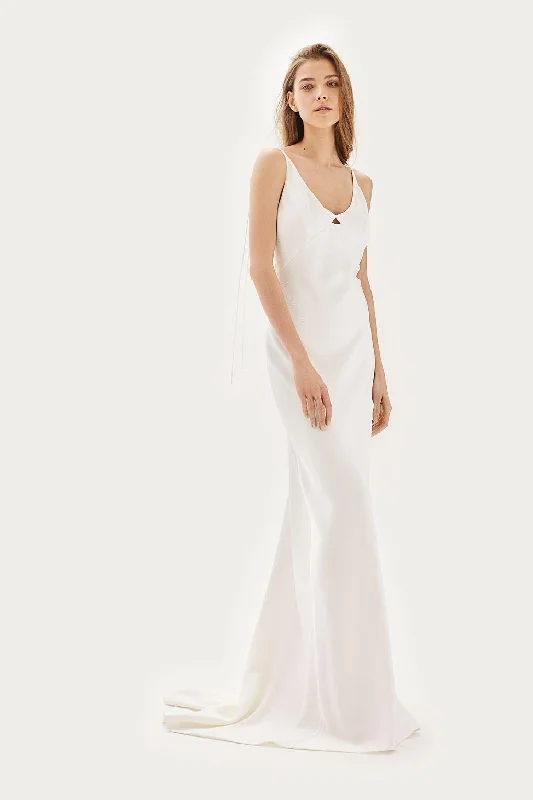 Topshop Bride Ivory V-Neck Satin Sheath Gown US 6 / UK 10 $650 NEW Women's unclassified dresses