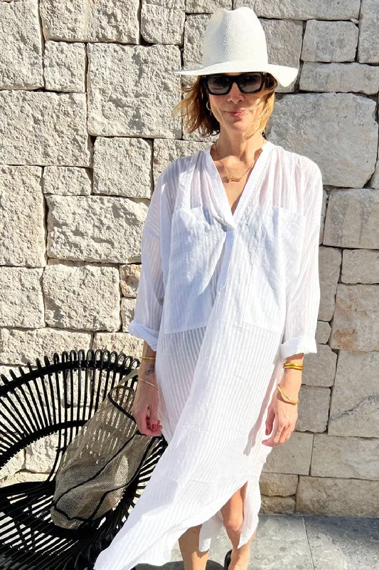 Two New York Caftan Two Pocket Stripe White Ruffled unclassified dresses