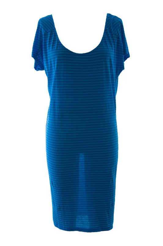 VELVET by Graham & Spencer Women's Lake Blue Striped Oversized Dress S NEW $130 Chiffon unclassified dresses