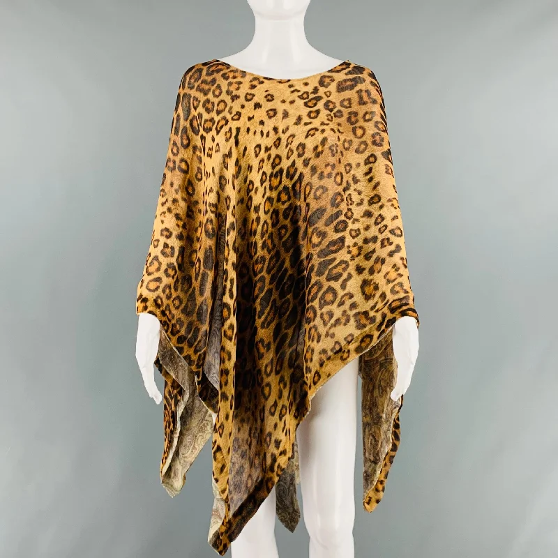 ETRO Size One Size Beige Brown Silk Leopard Poncho Dress Top Minimalist unclassified dresses