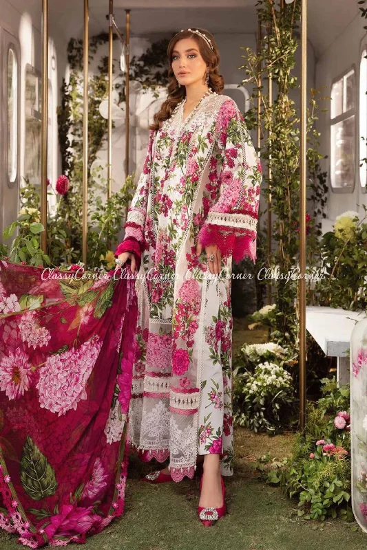 White Multi Formal Wear Lawn Suit Vacation unclassified dresses