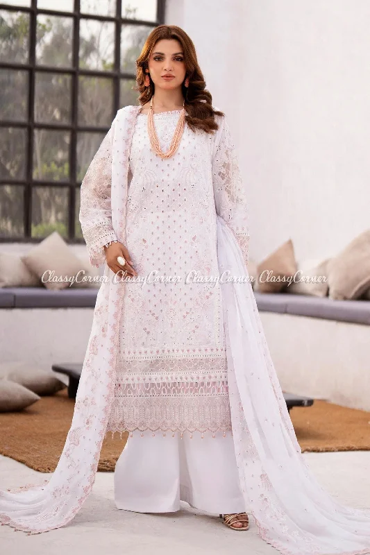 White Pakistani Formal Lawn Suit Women's unclassified dresses