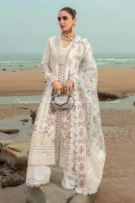 White Pink Lawn Salwar Kameez Sleeveless unclassified dresses