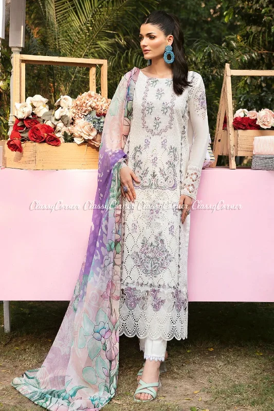 White Purple Formal Lawn Suit Trendy unclassified dresses